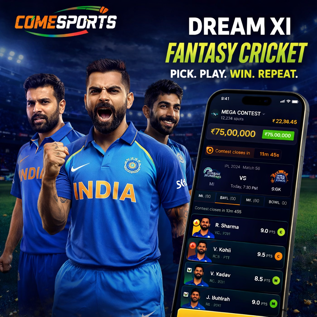 Boom 11 fantasy cricket and India team visual